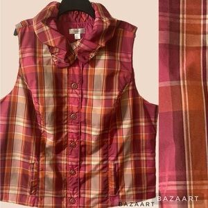 EUC CJ Banks Vest, Puffer Vest, Plaid, Lightweight, Plus Sz 3X, XXXL, Feminine